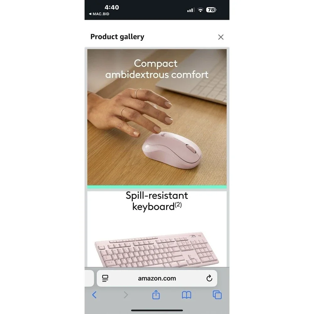 Logitech MK270 Wireless Keyboard and Mouse Combo Rose Pink 920-013270 Open Box